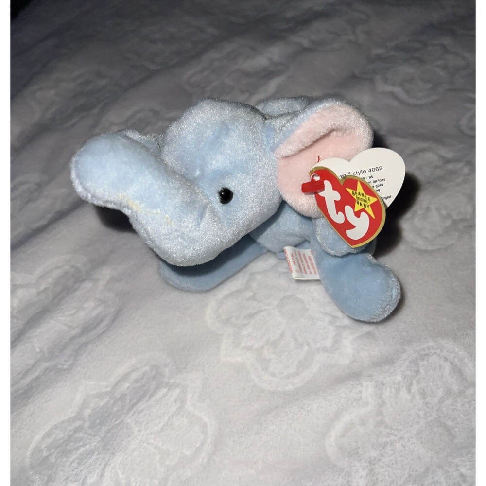 Ty Beanie Babies - Peanut - Light Blue - 3/2 Generation
